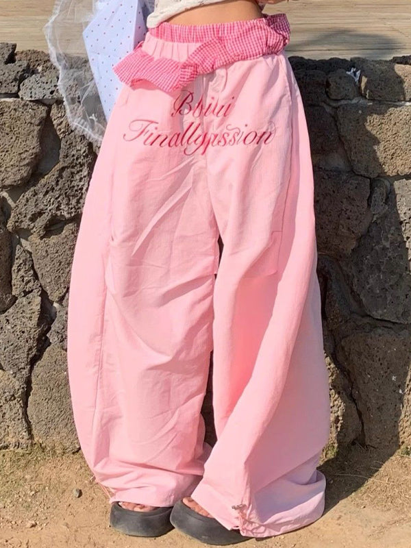 Letter Print Wide Leg Pants