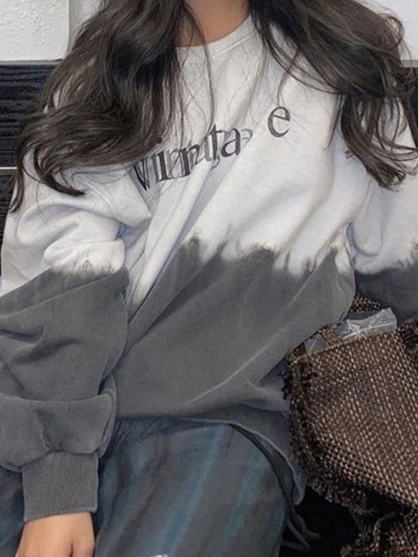 Smudge Overlap Letter Print Sweatshirt