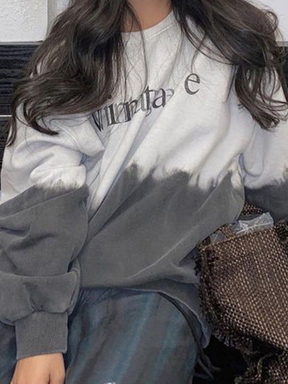 Smudge Overlap Letter Print Sweatshirt