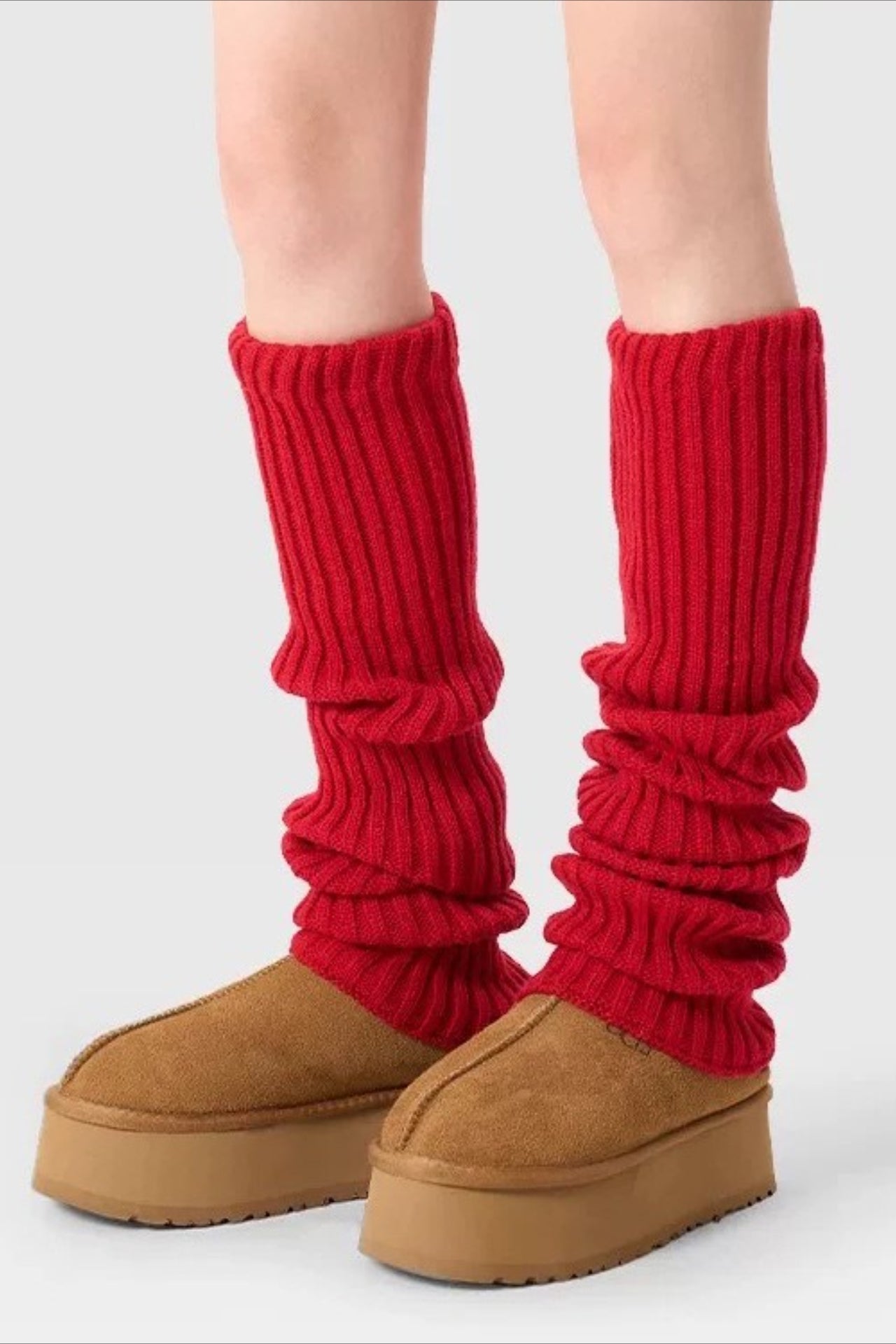 Textured Knit Bell Bottom Long Leg Warmers