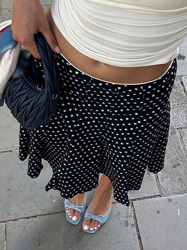 Polka Dot Ruffle Maxi Skirts