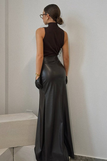 Retro Black Fishtail Bodycon Skirt