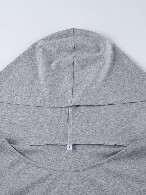 Off Shoulder Hooded Long Sleeve Tee