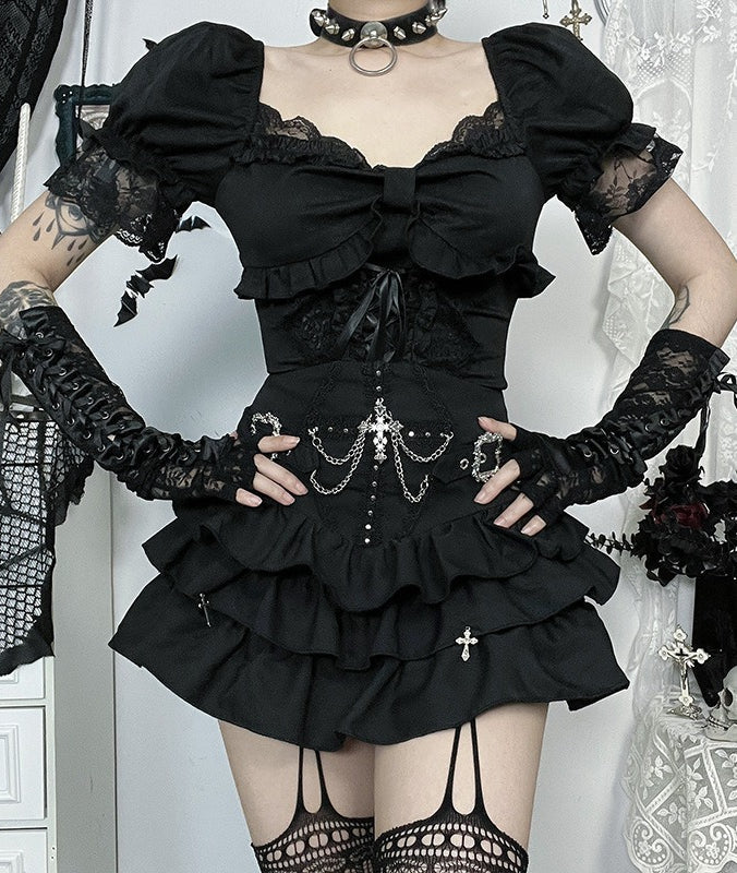 Gothic Punk Ruffle Skirt
