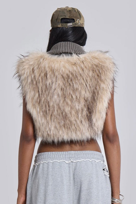 Cropped Faux Fur Vintage Vest