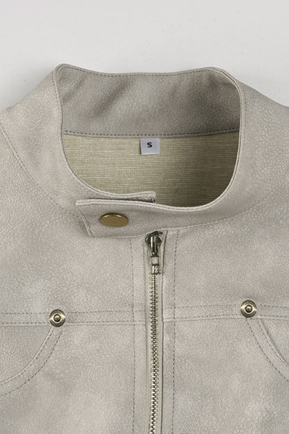 Zipped Leather Motorcycle Jacket
