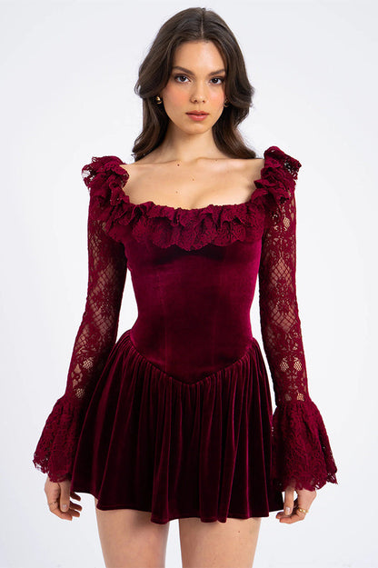 Velvet Bell Sleeve Bodycon Dress