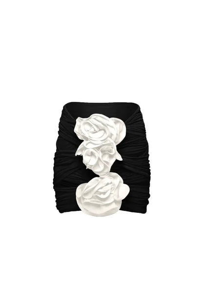 3D Floral Black Swimsuit Set