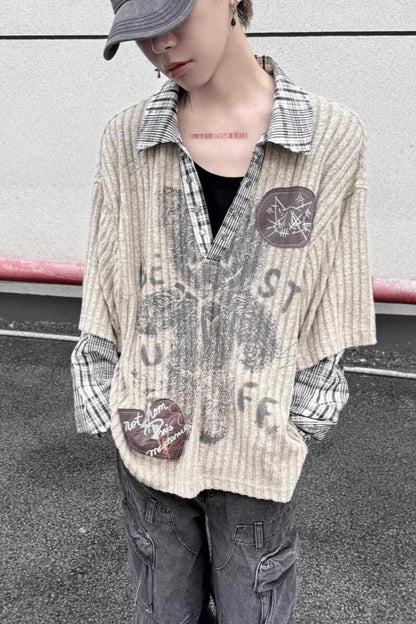 Vintage Printed Loose Fit Blouse