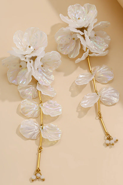 Fashionable Tassel Floral Mermaid Pearlescent Earrings