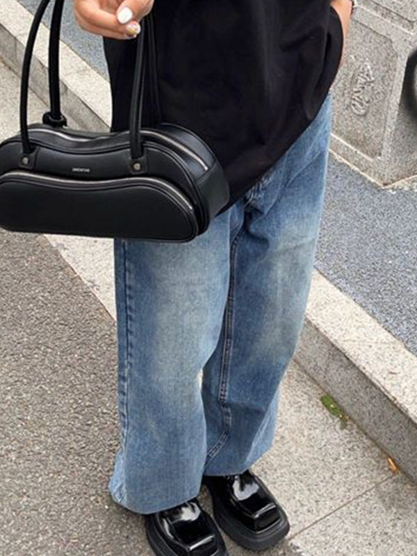 Washed High Waist Baggy Boyfriend Jeans