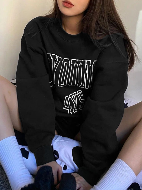American Vintage Style Letter Print Sweatshirt