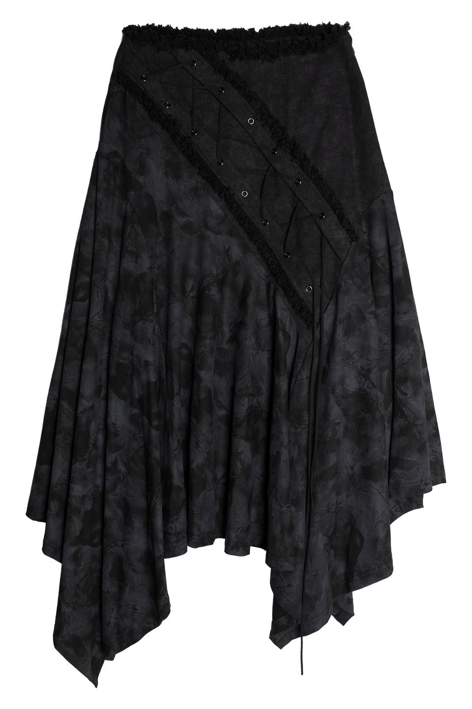 Dark Punk Heavy-Duty Paneled Denim Skirt