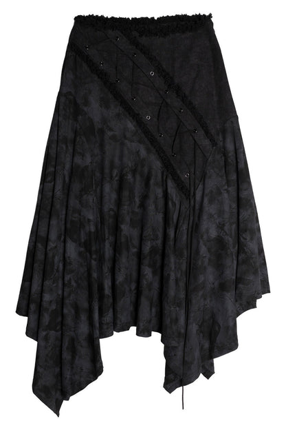 Dark Punk Heavy-Duty Paneled Denim Skirt