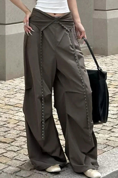 Y2K Retro Cuffed Button Cargo Pant