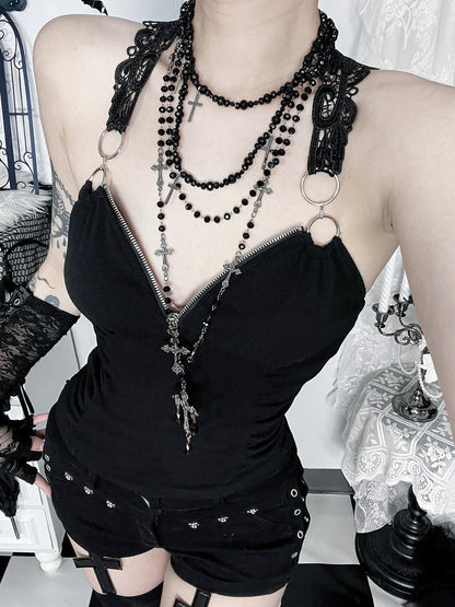 Crisscross Lace Patchwork Tank Top