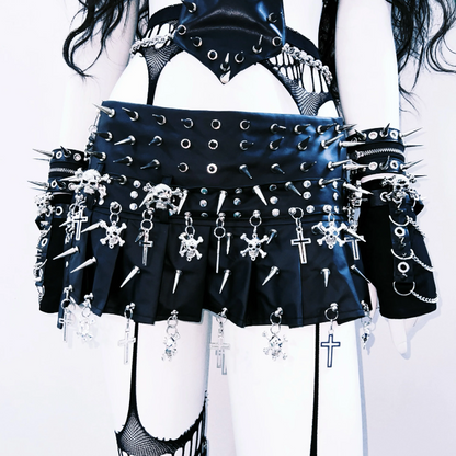Metal chain rivet applique hollow out cut out top  | Festival Outfits Women