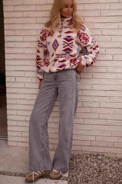Turtle Colorblock Print Thick Sweatshirt