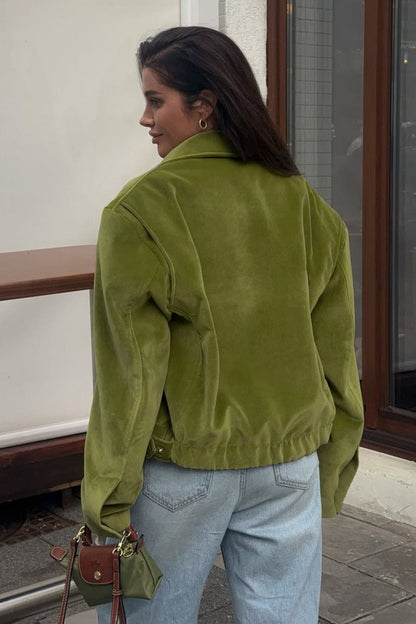 Oversized Velvet Baseball Style Jacket
