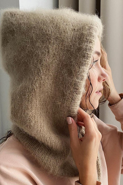 Wool Knit Balaclava Hooded Scarf Hat