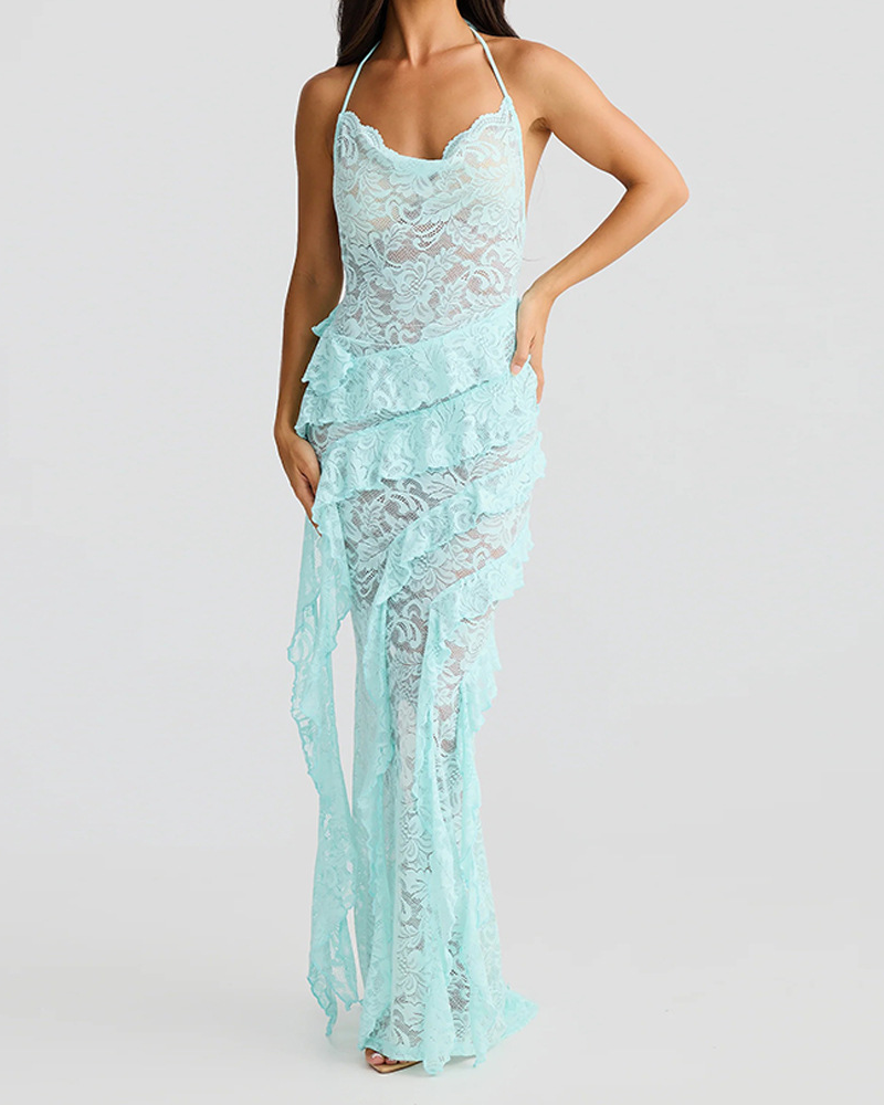 Lace Backless Slip Dress