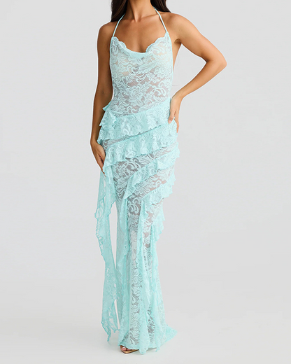 Lace Backless Slip Dress