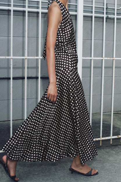 Polka Dot Halter Neck Maxi Dress