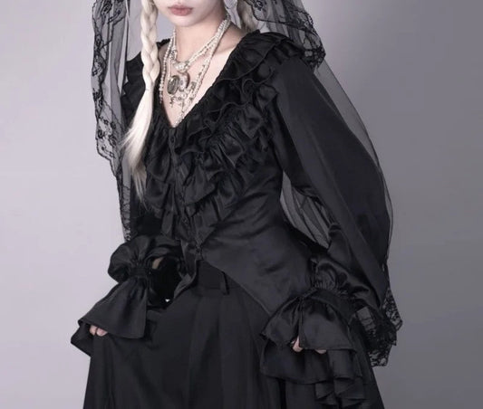 Victorian Lace V-Neck Blouse