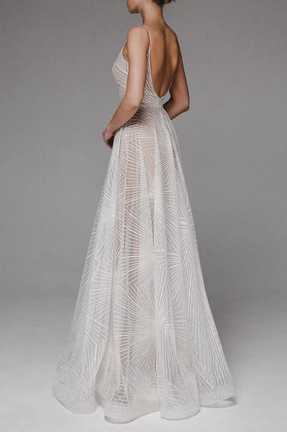 Retro Maxi Embroidered Slip Wedding Dress