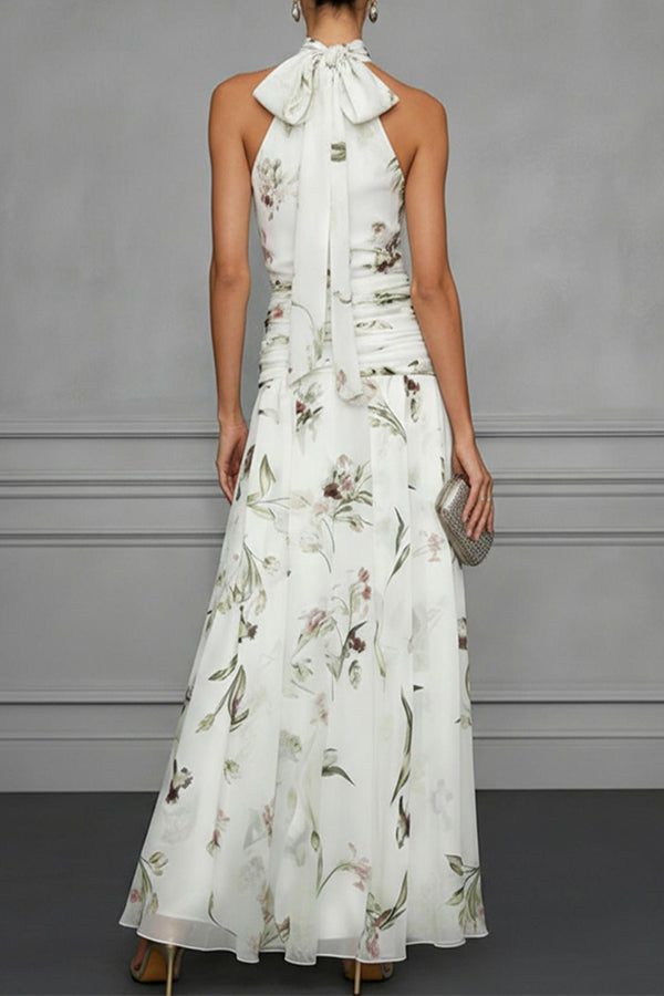 Aria Ruched Halter Floral Dress
