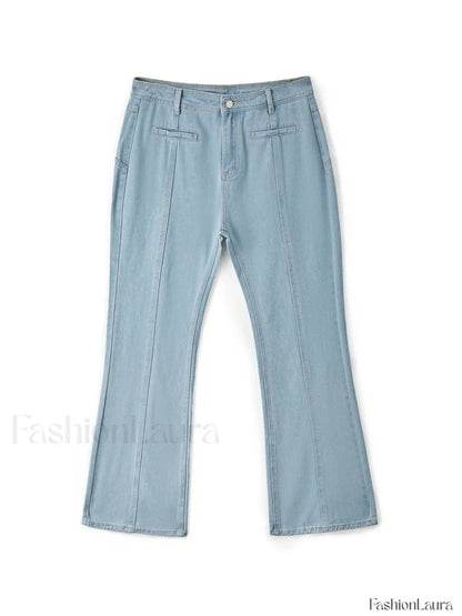 Back Star Patchwork Flare Jeans