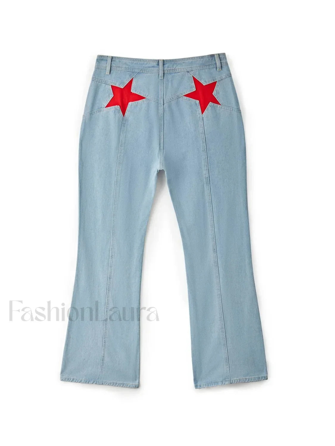 Back Star Patchwork Flare Jeans