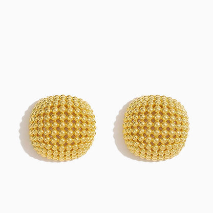 19C Metallic Round Cut Mesh Mini Ball Half Hoop Earrings