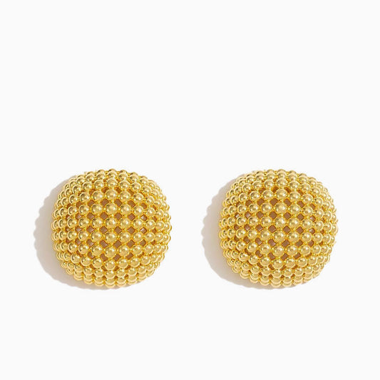 19C Metallic Round Cut Mesh Mini Ball Half Hoop Earrings