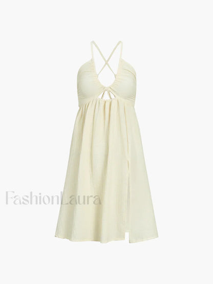 Backless Criss Cross Trendy Split Midi Dress
