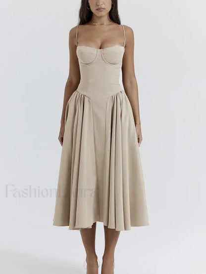 Backless Dropped-Waist Midi Dress
