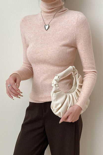 Stacked Neck Slim Fit Essential Knit Top