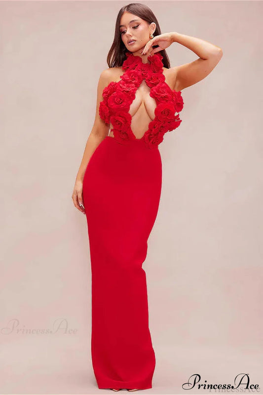 Bandage Halterneck Sexy Maxi Party Dress