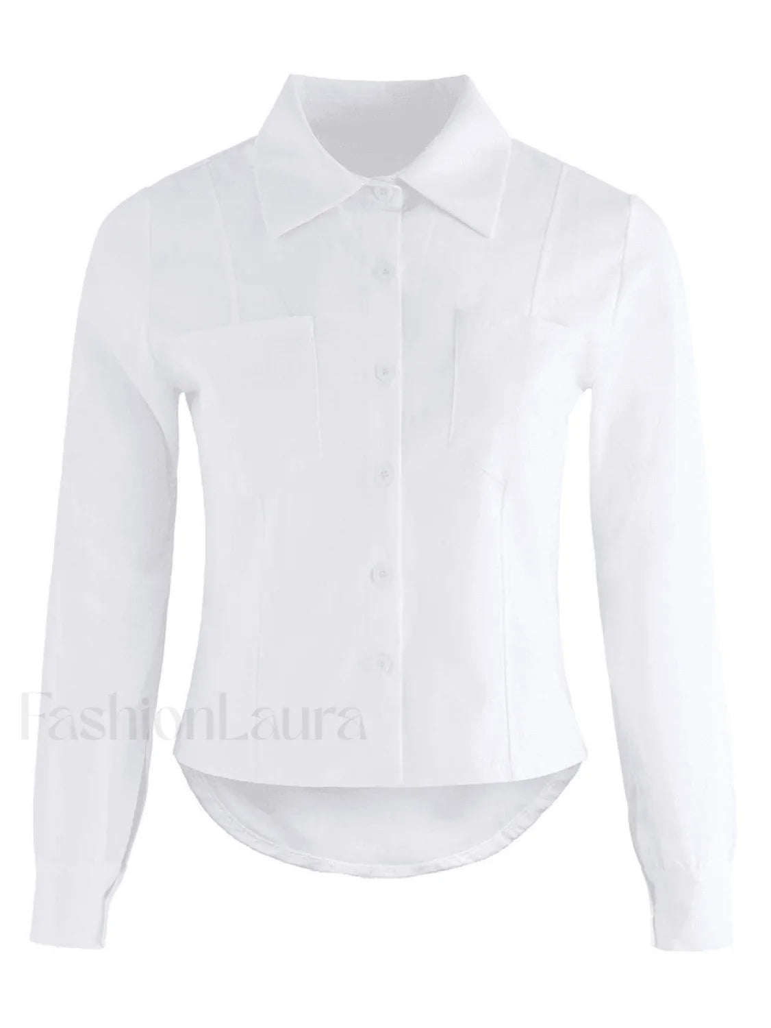 Basic Long Sleeve Button Blouse