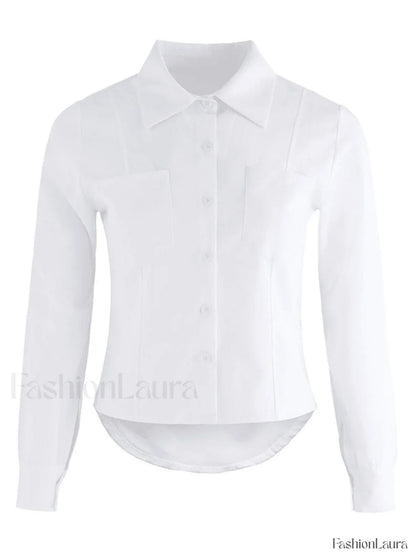 Basic Long Sleeve Button Blouse