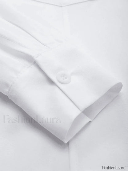 Basic Long Sleeve Button Blouse