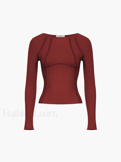 Basic Piping Graceful Long Sleeve Top