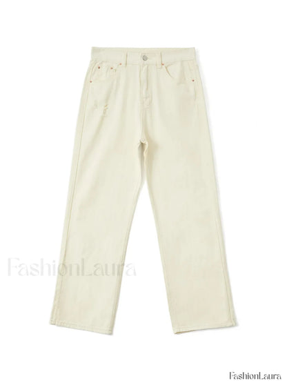 Basic Wash Straight Leg Boyfriend Jeans