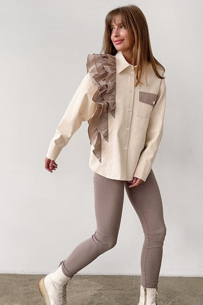 Asymmetric Color Block Blouse