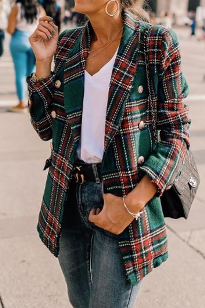 Plaid Tweed Multi-Button Chic Blazer Blazer
