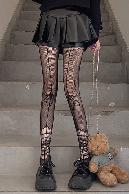 Gothic Spider Cutout Fishnet Slimming Tights