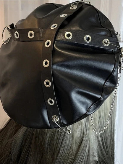 Harajuku Gothic Lolita Y2K Punk Leather Metallic Spike Decorative Hat