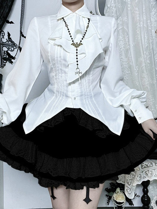 White Slim Fit Long Sleeve Blouse