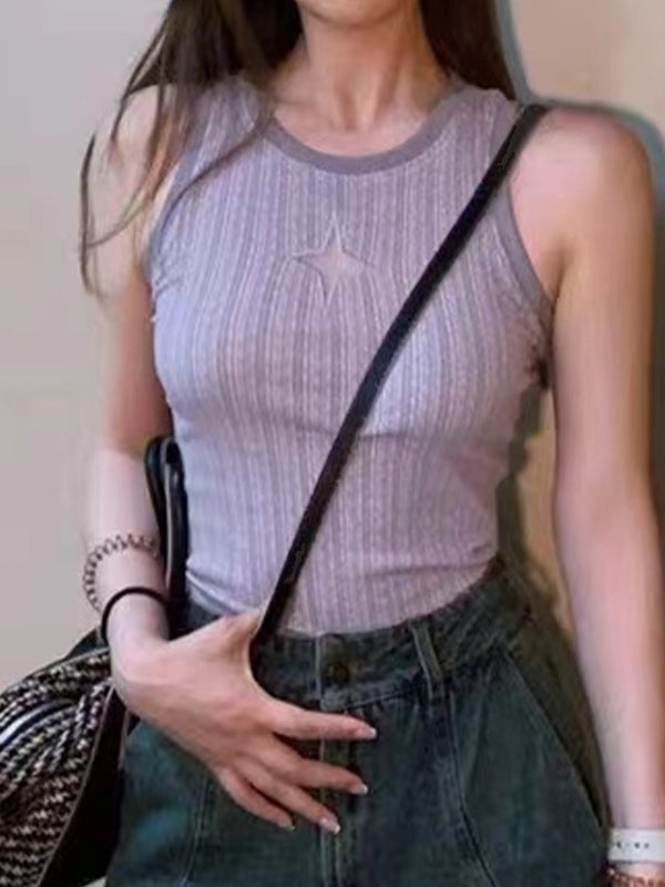 See Through Star Embroidery Tank Top