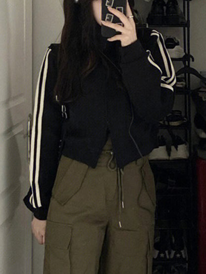 American Retro Striped Short Style Jacket